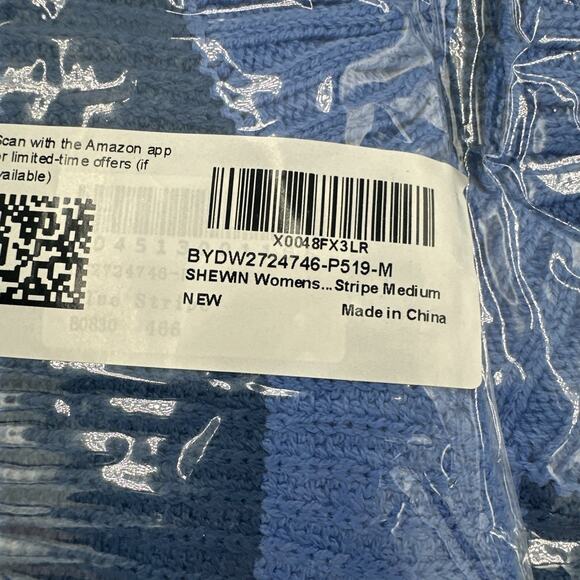 Color-Block Pullover Sweater Womens Size Medium Blue Lightweight Casual Stripes - Picture 3 of 5